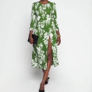 REFORMATION Green Floral Dress in Mystique Color NWT